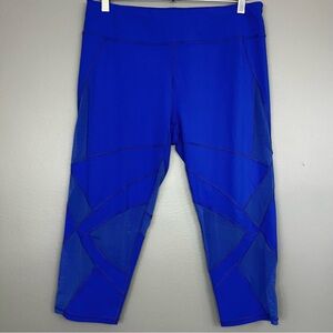 Sweaty Betty Size XL Royal Blue Cropped Capri Leggings Mesh Panels High Rise
